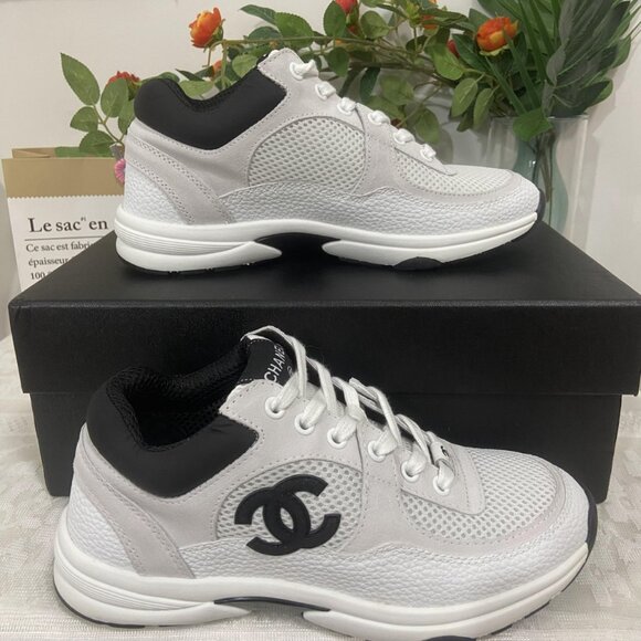 Chanel White and Black Sneakers - Picture 1 of 7